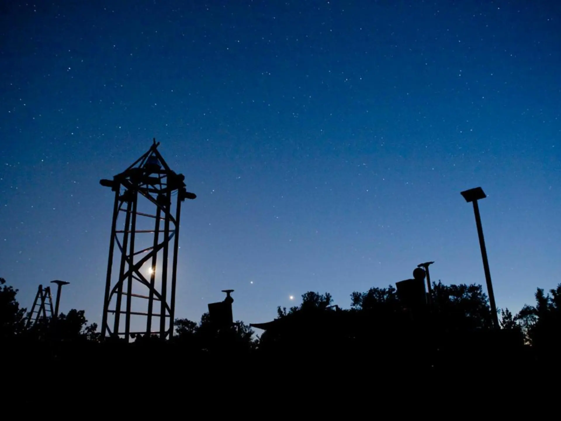 Silhouettes under the starry sky